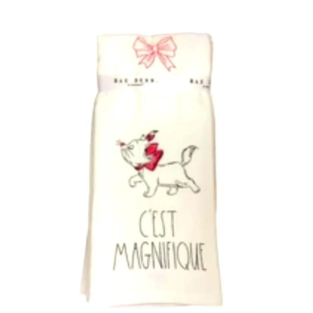 2 Pk Rae Dunn Disney Aristocats Marie C’est Magnifique Kitchen Towel Set NEW